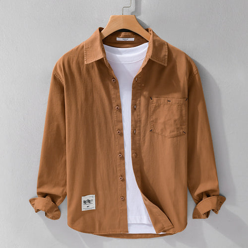 Herren Offenes Baumwoll-Overshirt im Layering-Look mit aufgesetzter Brusttasche Echoarchiv
