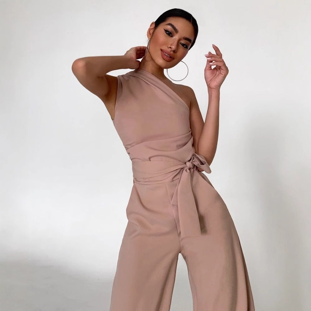 Damen One-Shoulder Jumpsuit mit weitem Bein Echo Archiv