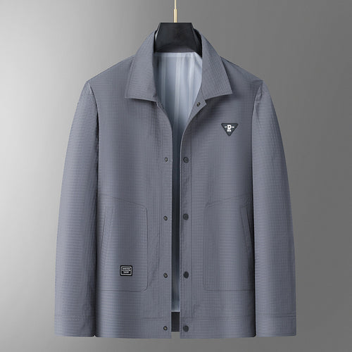 Herren Leichte strukturierte Coach-Jacke im Overshirt-Stil mit Druckknopfleiste und aufgesetzten Taschen Echo Archiv