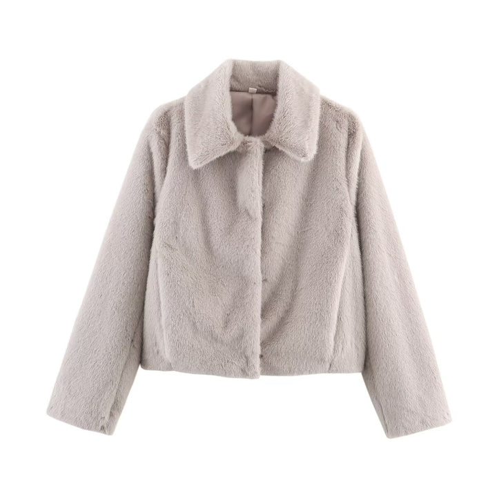 Damen Cropped Kunstfell‑Blouson mit Umlegekragen und weichem Teddy‑Fauxfur Echo Archiv