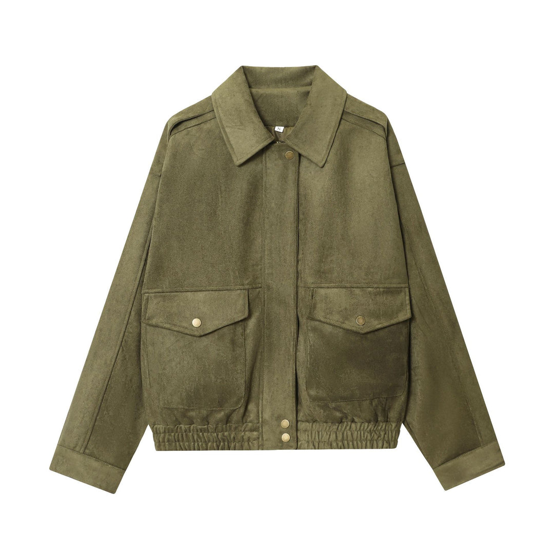 Damen 20+ Cropped Wildlederoptik‑Blousonjacke mit aufgesetzten Pattentaschen und elastischem Bund Echo Archiv