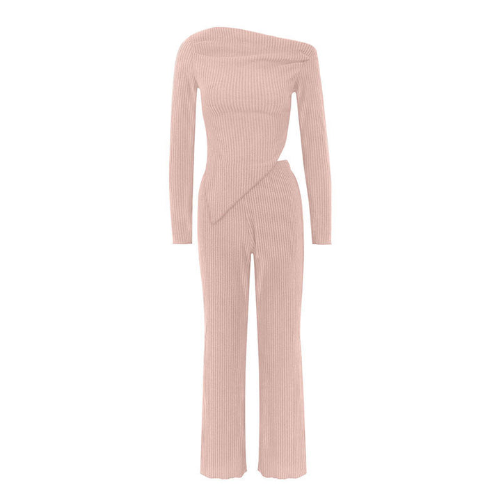 Damen figurbetontes Jumpsuit mit asymmetrischem Ausschnitt und langen Ärmeln Echo Archiv