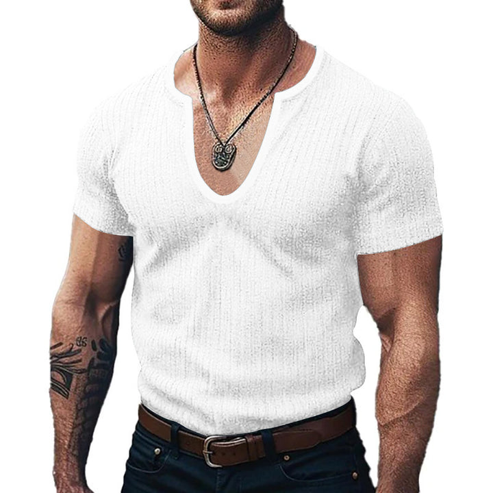Herren kurzärmliges V-Ausschnitt Shirt Echoarchiv