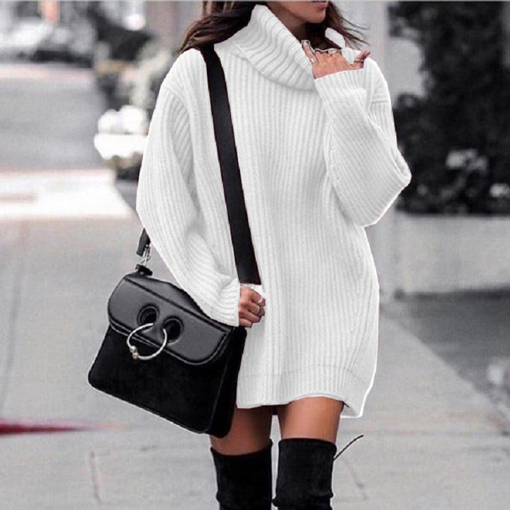 Damen Oversize-Longpullover mit Rollkragen, geripptem Feinstrick und figurumspielender Tunika-Länge Echo Archiv