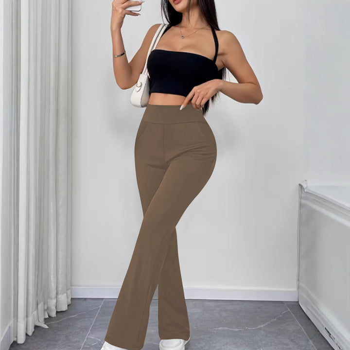 Damen Schlaghose aus Stretch‑Strick mit hohem Bund und Eingrifftaschen Echoarchiv