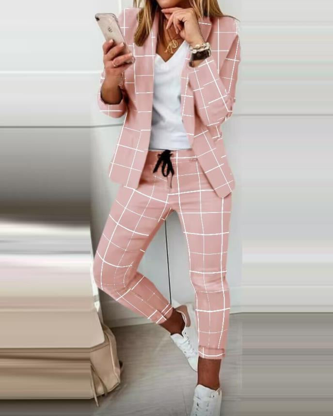 Damen Karierte Slim-Fit Jogginghose mit Tunnelzug und Knöchellangem Schnitt – Avélisse