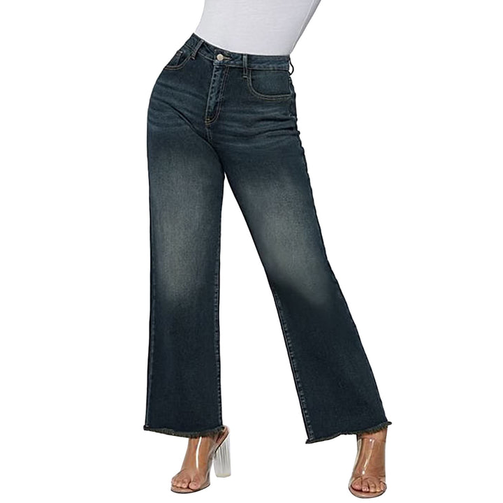Damen nan weite knöchellange Jeans mit hohem Bund und rohem Saum Echo Archiv