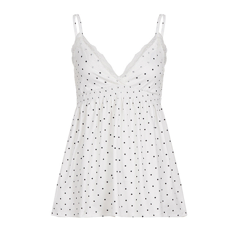 Damen Spaghetti-Top mit floralem Spitzenbesatz und elastischem Bund Echo Archiv