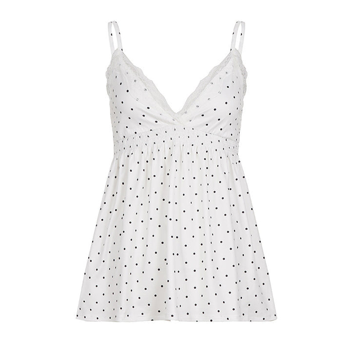 Damen Spaghetti-Top mit floralem Spitzenbesatz und elastischem Bund Echo Archiv