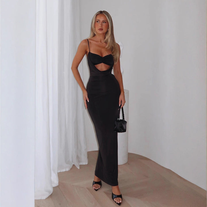 Damen Edles Maxikleid mit figurformendem Schnitt und raffiniertem Cut-Out Echo Archiv