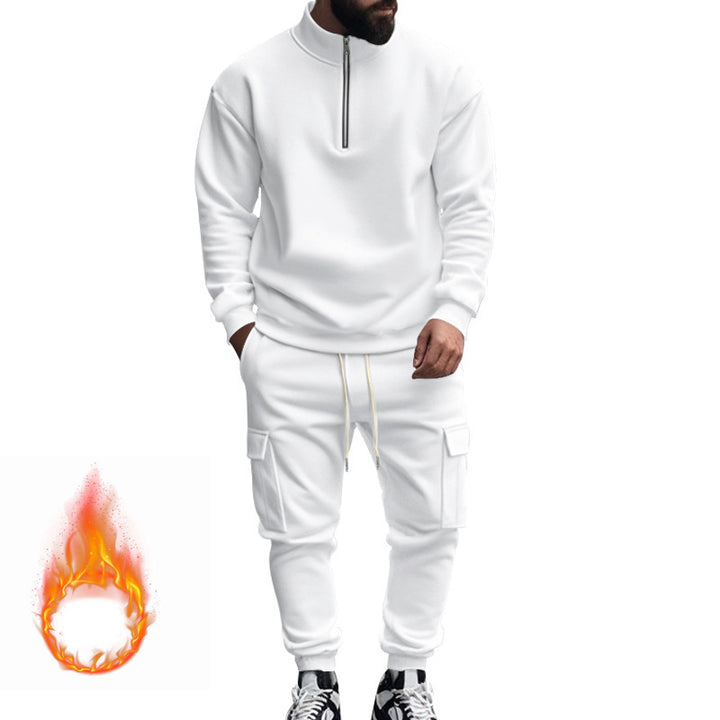 Herren Sportliches Fleece-Set mit funktionalem Reißverschluss und Cargo-Hosen Echoarchiv