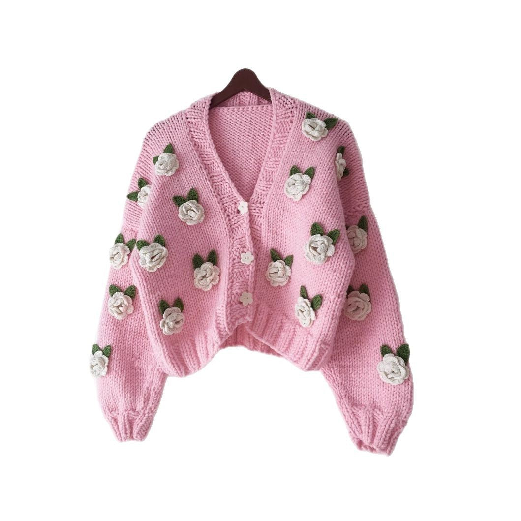 Damen Verspielter Strickcardigan mit Kirschen-Design – Veloura