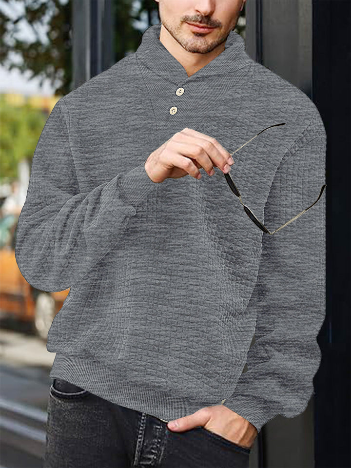 Herren modischer Kapuzenpullover mit Knopfleiste und strukturiertem Gewebe Echoarchiv