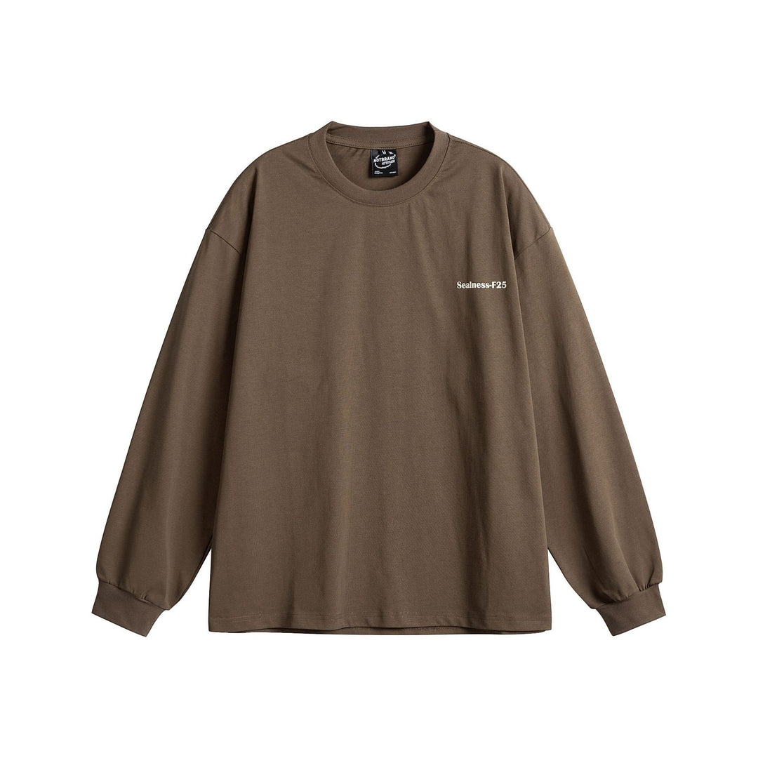Unisex Oversize-Longsleeve mit dropped shoulder, gerippten Bündchen und minimalistischer Bruststickerei Echoarchiv