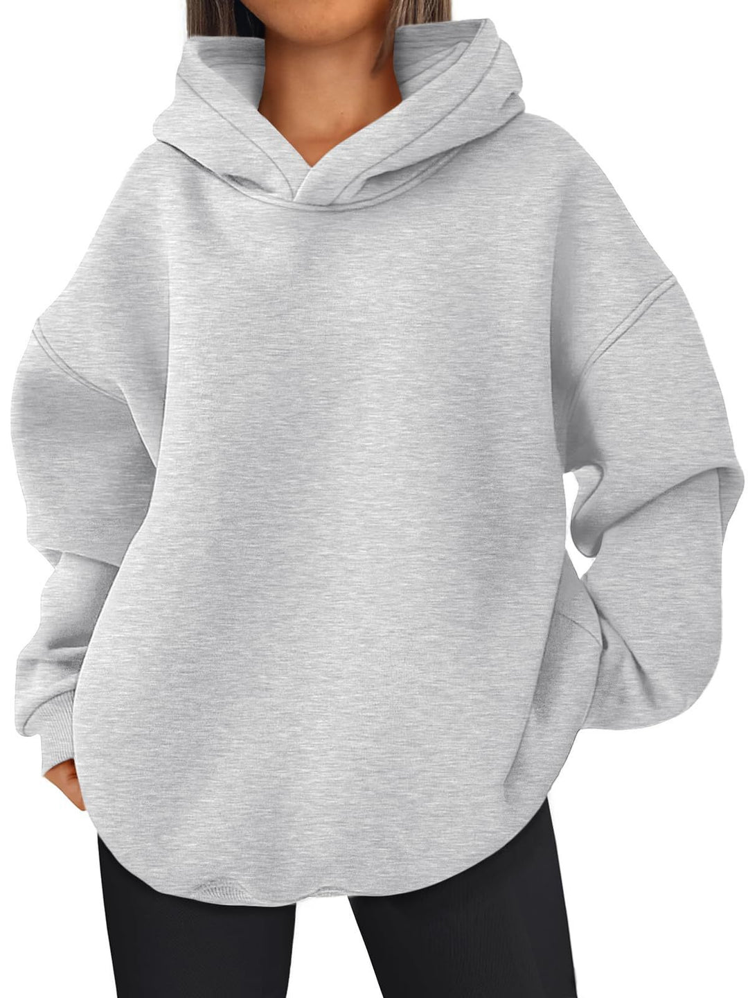 Damen nan kastiger Kapuzenpullover mit doppellagiger Kapuze, überschnittener Schulter und längerem Rückenteil Echo Archiv