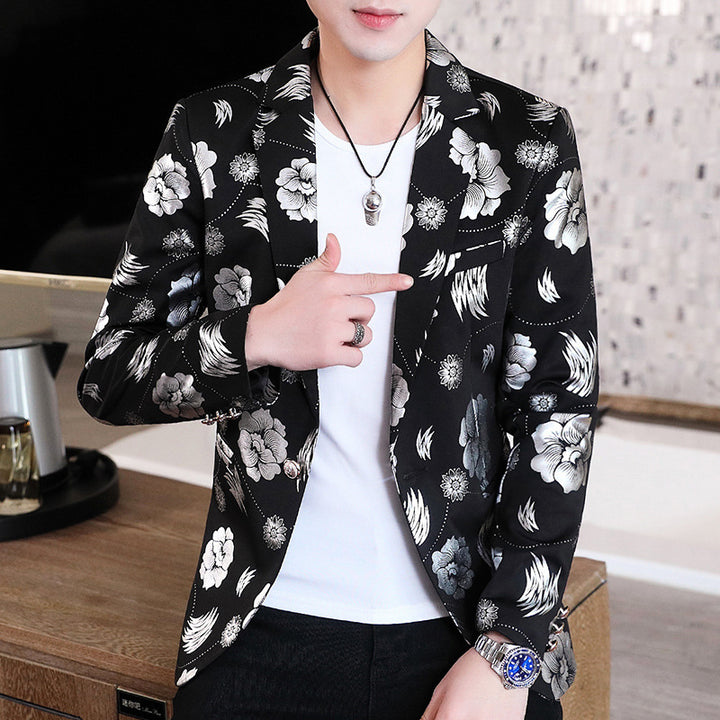 Herren Eleganter Blazer mit floralem Design und goldenen Akzenten Echoarchiv