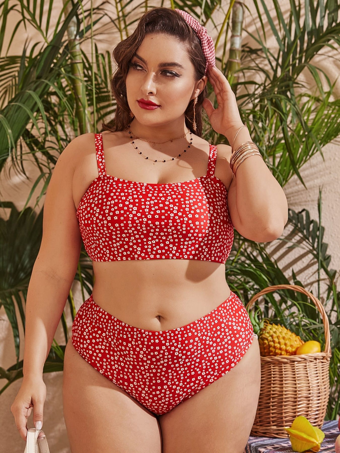 Damen Hochgeschnittener Bikini mit verspieltem Punktedesign Echo Archiv
