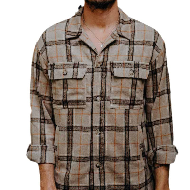 Herren Overshirt aus gebürstetem Flanell mit Karomuster und Pattentaschen – Taviero