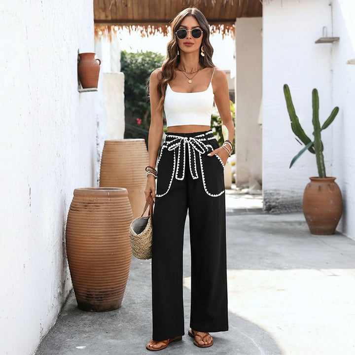 Damen Elegante Hochtaillierte Palazzo-Hose Echo Archiv