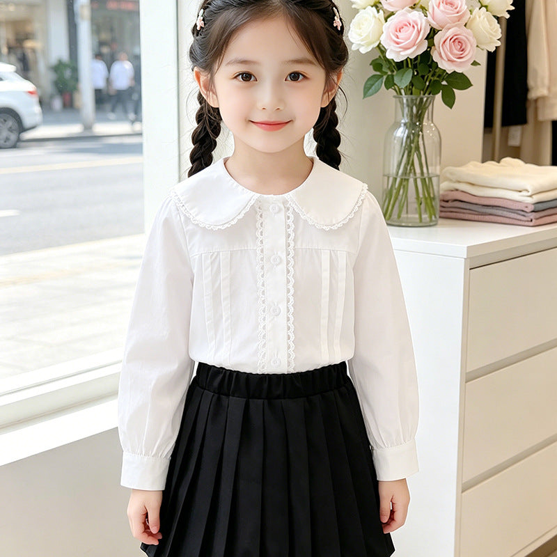 Mädchen Bluse mit Rüschendetails und klassischem Kragen Echo Archiv