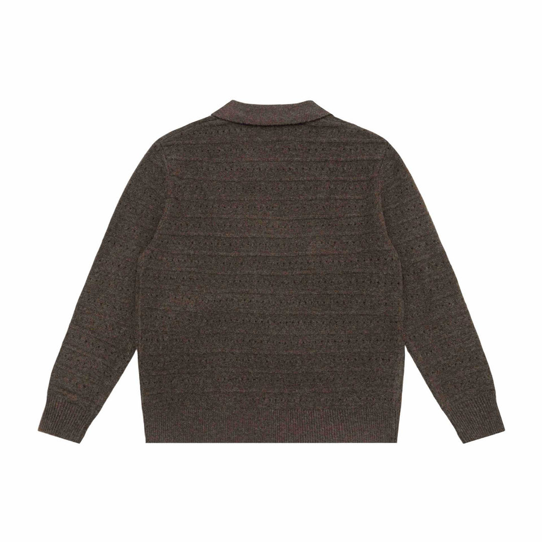 Herren Strick-Poloshirt mit Halbzipper und Strukturstrick Echoarchiv