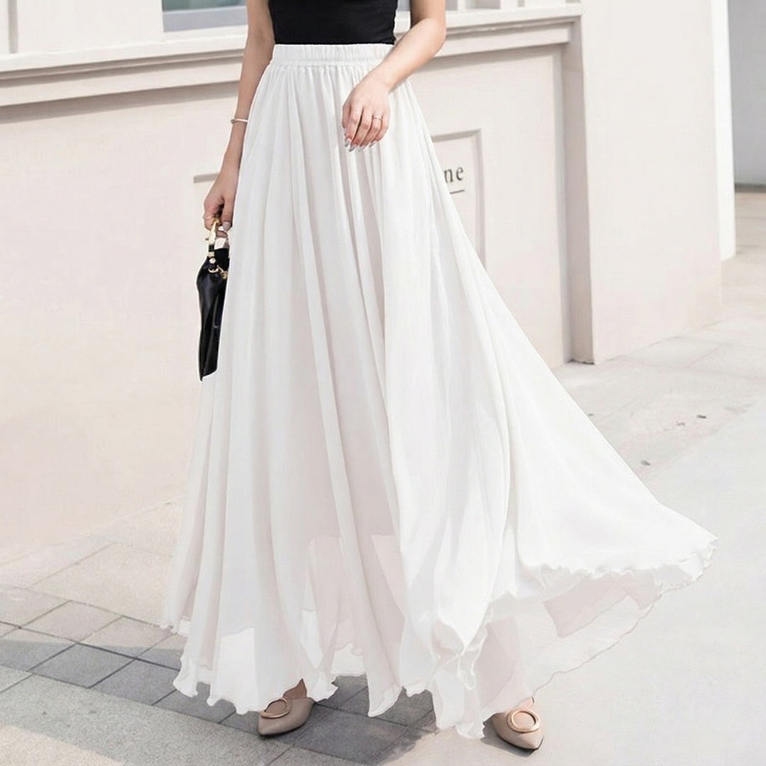 Damen nan Maxi-Chiffonrock mit elastischem Bund und fließender A-Linie Echo Archiv
