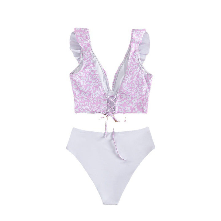Damen Triangel-Bikini mit modischem Leopardenmuster und Rüschendetails Echo Archiv