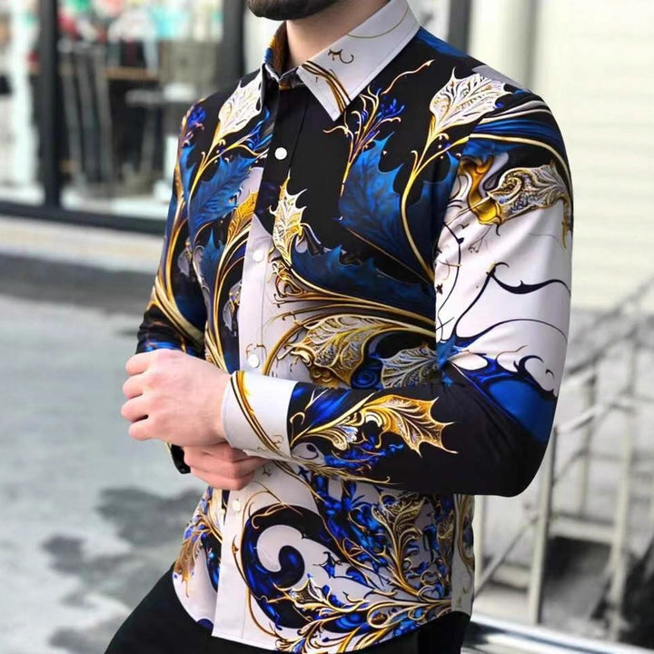 Herren Langarmhemd mit luxuriösem Barock-Muster Echoarchiv