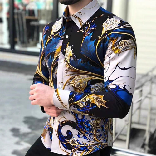 Herren Langarmhemd mit luxuriösem Barock-Muster Echoarchiv