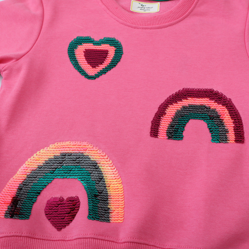 Mädchen Sweatshirt mit glitzernden Regenbogenapplikationen Echo Archiv