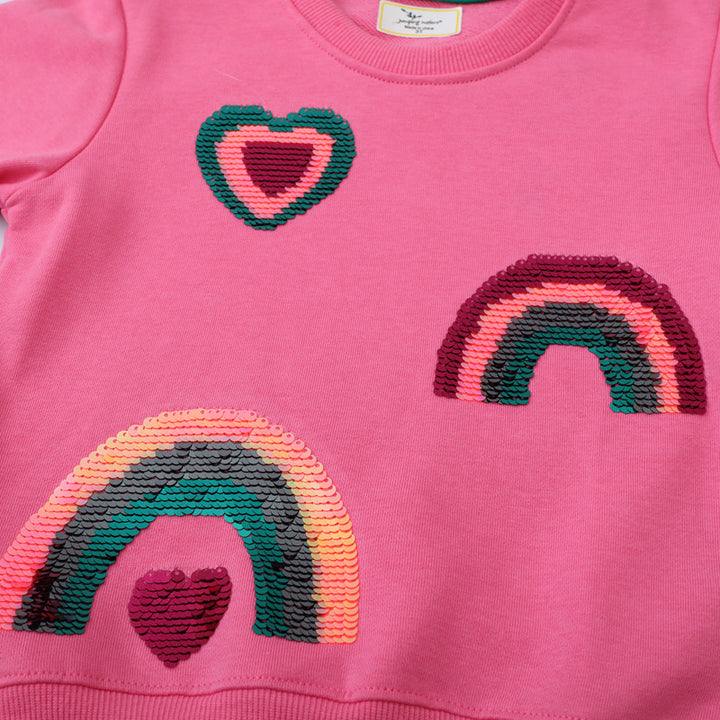 Mädchen Sweatshirt mit glitzernden Regenbogenapplikationen Echo Archiv