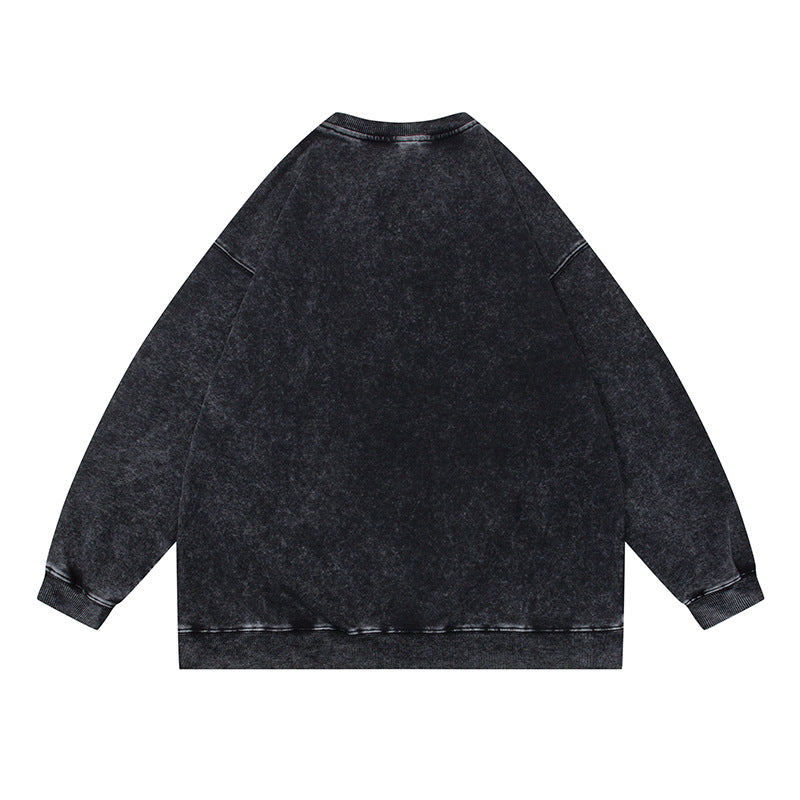 Unisex Oversize Mineralwash Rundhals-Sweatshirt mit Raglanärmeln und gerippten Bündchen Echoarchiv