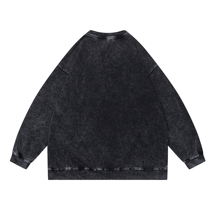 Unisex Oversize Mineralwash Rundhals-Sweatshirt mit Raglanärmeln und gerippten Bündchen Echoarchiv