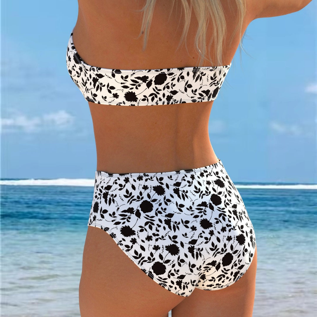 Damen Bikini-Set mit Bandeau-Oberteil und hohem Taillenbund Echo Archiv