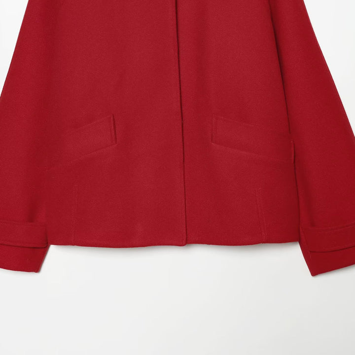 Damen Kurze Wollmix-Capejacke mit Raglanärmeln und Umschlagmanschetten Echoarchiv