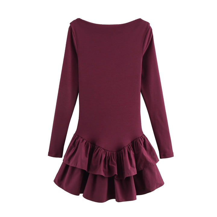 Damen Figurbetontes Minikleid mit Stufenvolants und U‑Boot‑Ausschnitt Echo Archiv