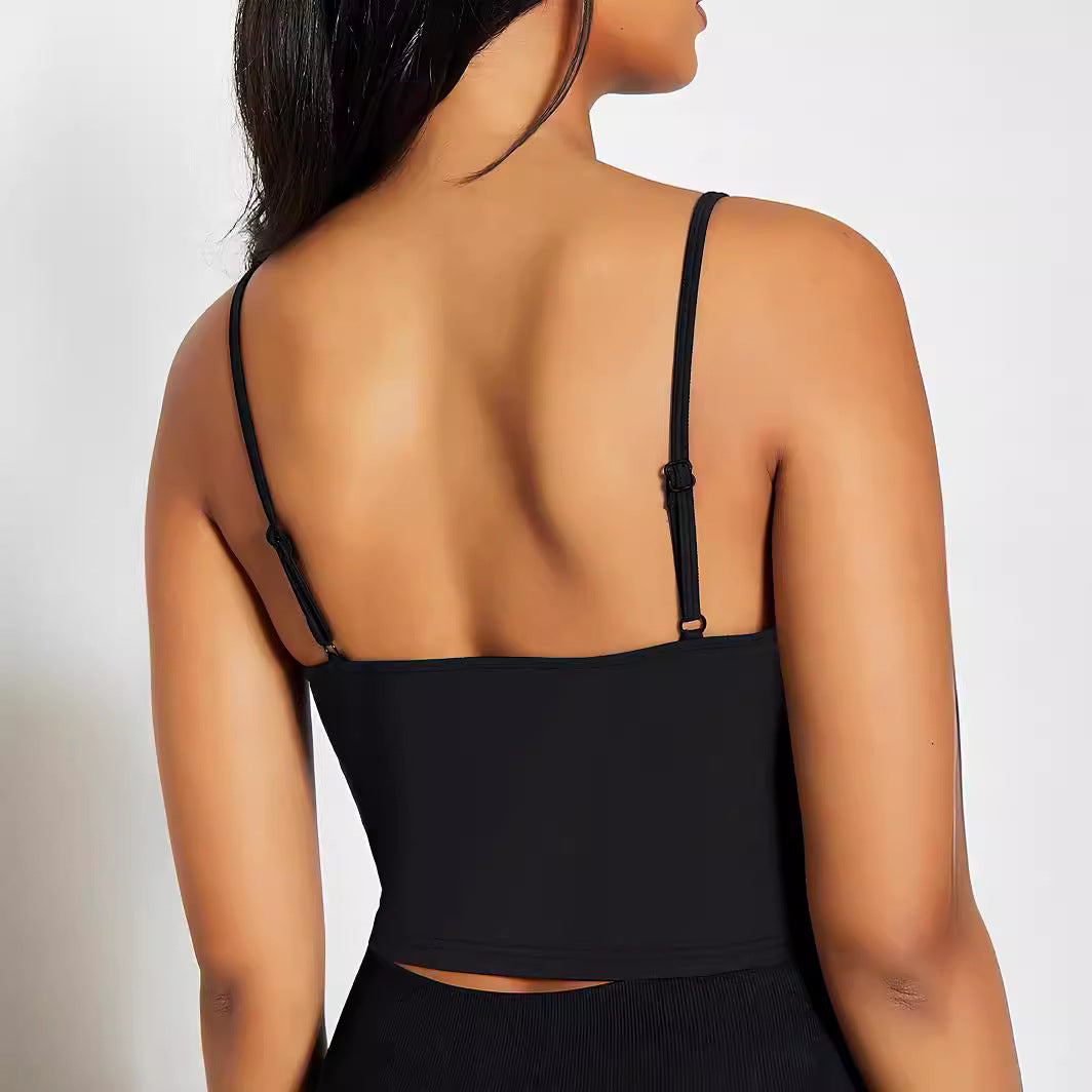 Damen Crop-Top mit motivierendem Statementdruck und feinen Spaghettiträgern Echo Archiv