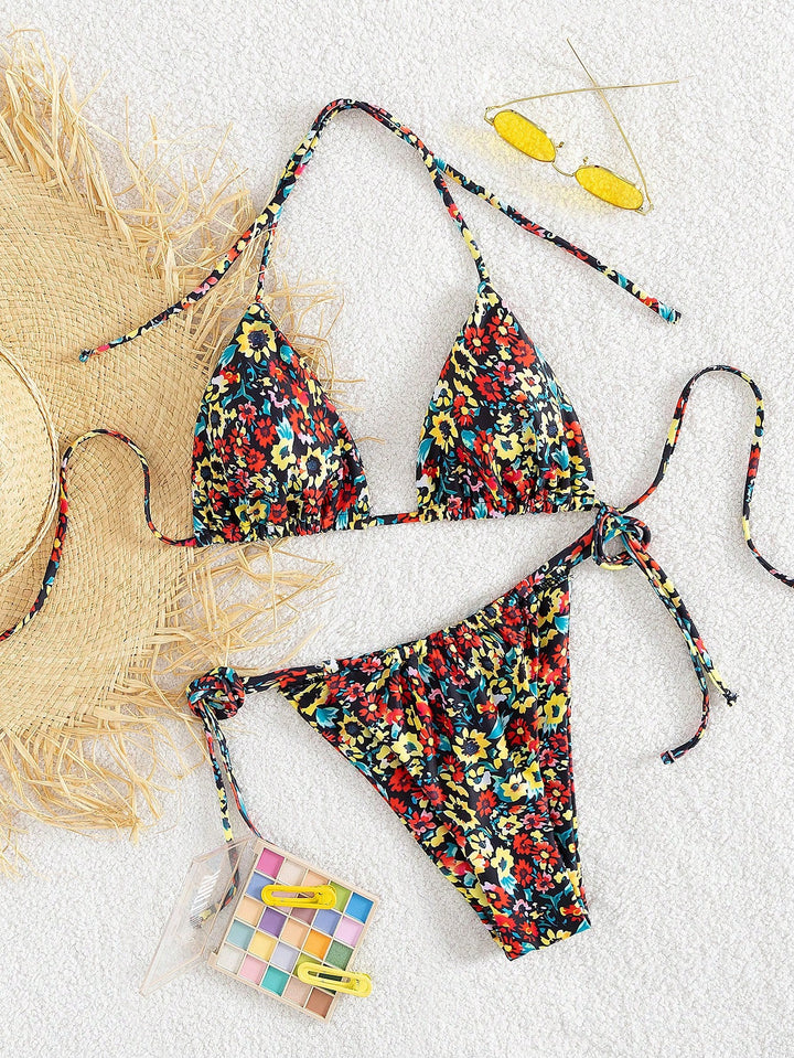 Damen Triangel-Bikini mit verspieltem Blumenmuster Echo Archiv