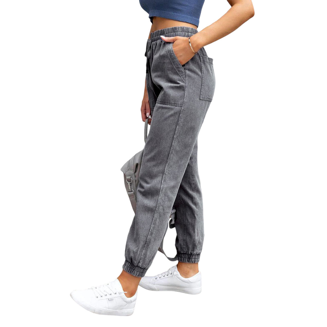 Damen Denim-Joggerhose mit Cargo-Taschen und elastischem Tunnelzugbund Echo Archiv