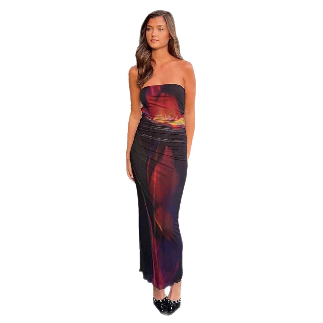 Damen figurbetontes Maxikleid mit strapazierfähigem Stretchstoff und floralem Design Echo Archiv