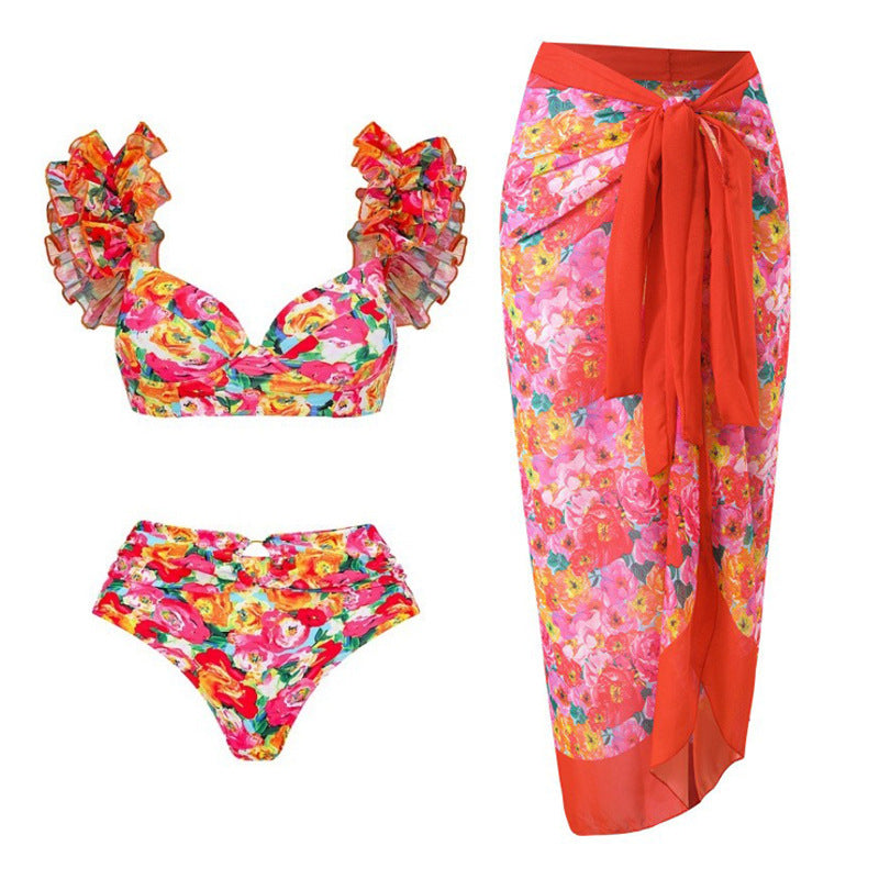 Damen Bikini-Set mit Rüschen und schickem Wickelrock Echo Archiv