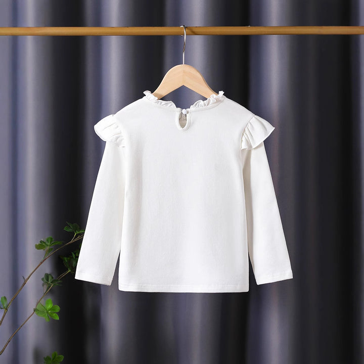 Damen Langarmshirt mit verspieltem Rüschendesign und dekorativem Blumenmotiv Echo Archiv