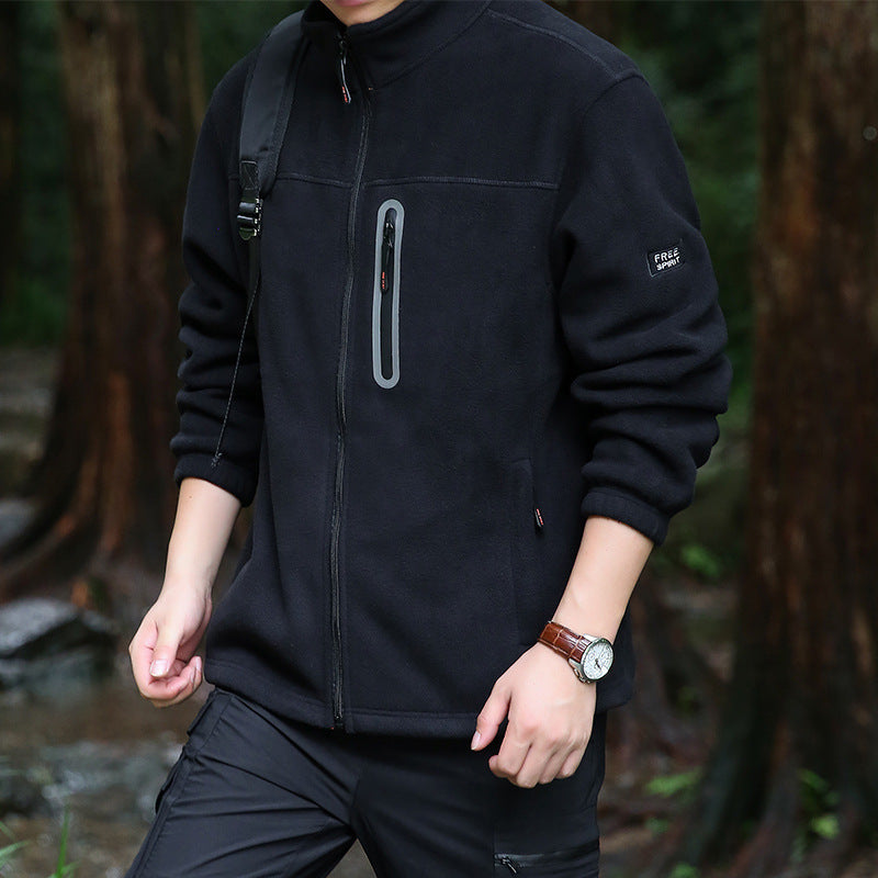 Herren Fleece-Outdoorjacke mit durchgehendem Reißverschluss, hohem Kragen und wasserabweisender Reißverschlusstasche Echo Archiv