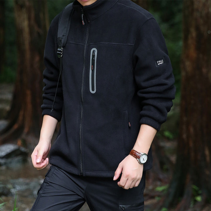 Herren Fleece-Outdoorjacke mit durchgehendem Reißverschluss, hohem Kragen und wasserabweisender Reißverschlusstasche Echo Archiv