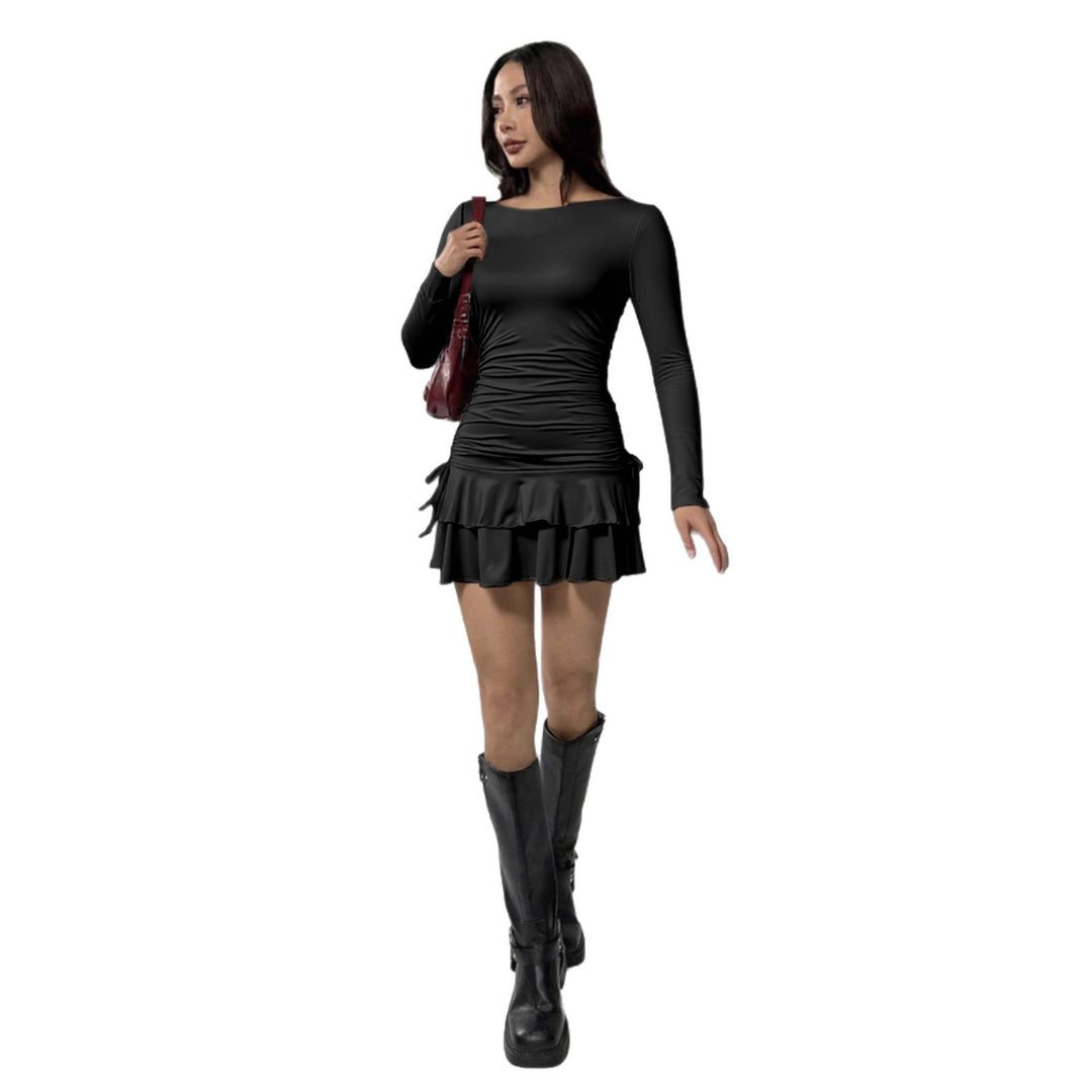 Damen Figurbetontes Minikleid mit Rüschendetails und seitlichen Bindebändern Echo Archiv