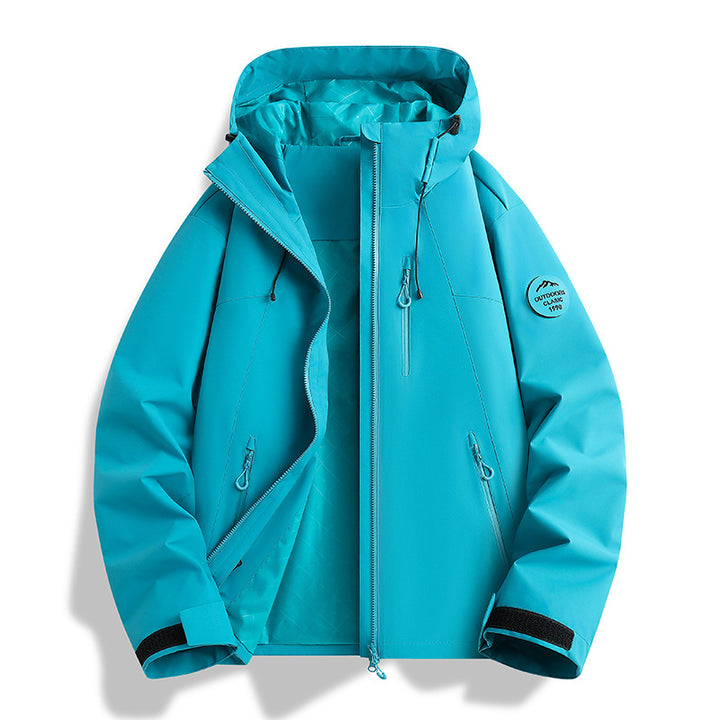 Damen Leichte wasserdichte Kapuzenjacke mit Teddy‑Charm und verdeckten Reißverschlusstaschen Echoarchiv