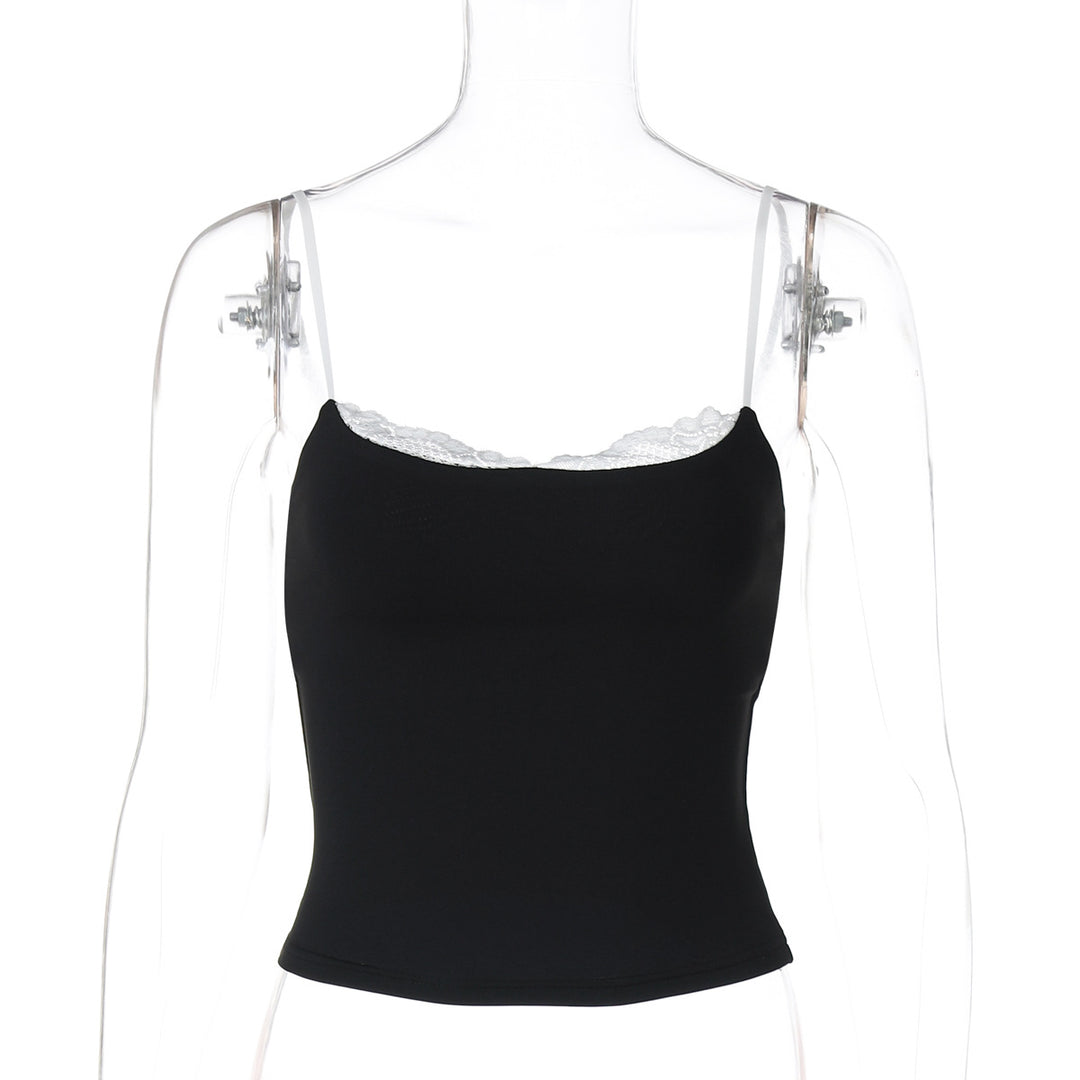 Damen Crop-Top mit zartem Spitzenrand und schmalen Trägern Echo Archiv