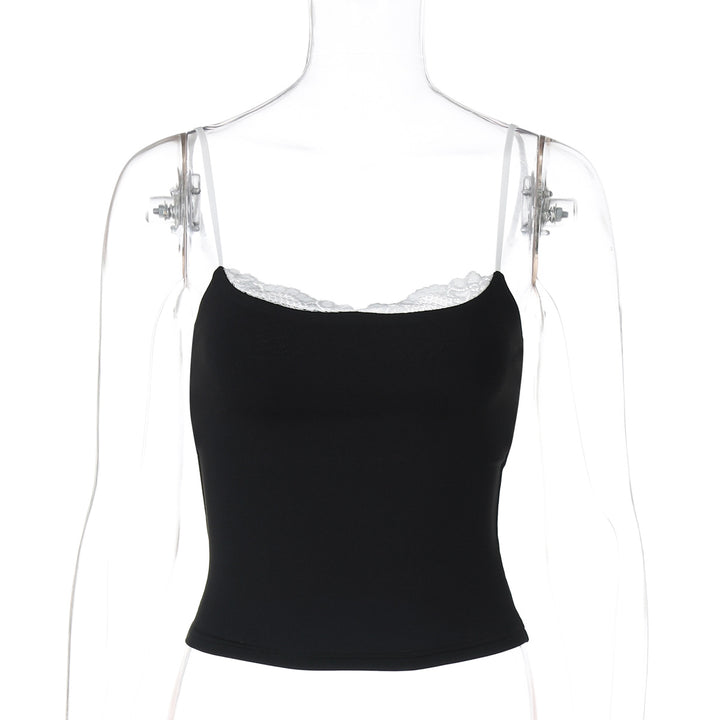Damen Crop-Top mit zartem Spitzenrand und schmalen Trägern Echo Archiv