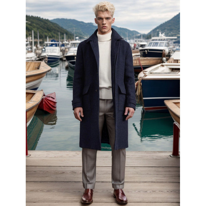 Herren Eleganter und zeitloser Wool-Langmantel Echoarchiv
