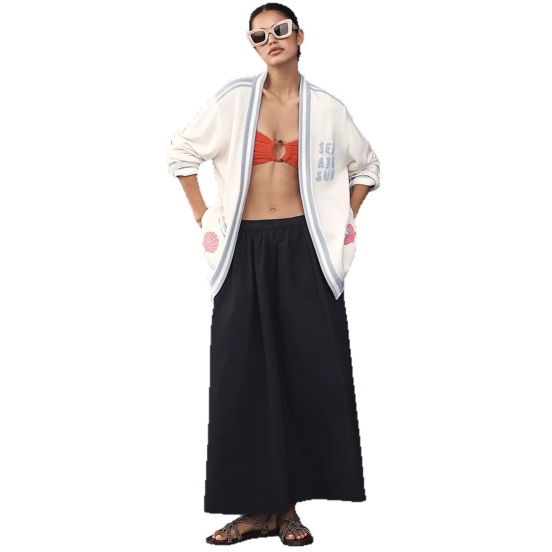 Damen Oversize Strickcardigan mit maritimen Applikationen – Veloura